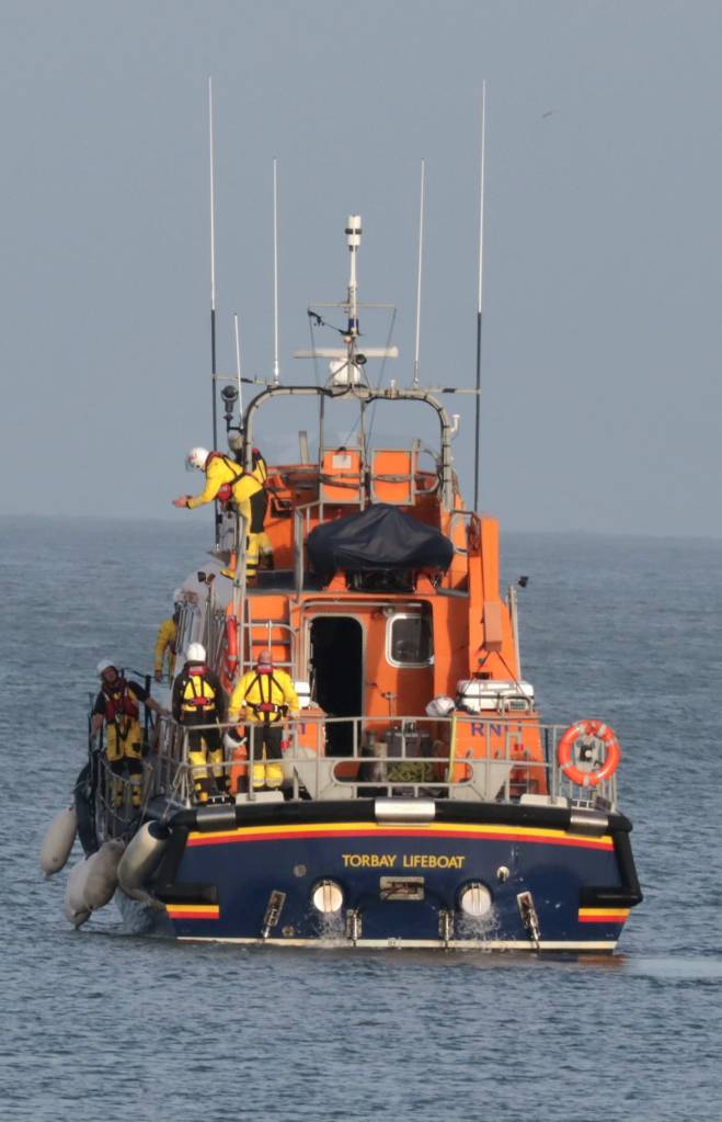 Our ALB preparing for a towing exercise. Image: Julie Bibby – Non-RNLI individual